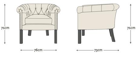 Chesterfield Einzelstuhl Beaumont Abmessungen