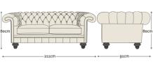 Abmessung 3er-Sofa Allingham