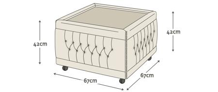 Chesterfield Hocker-Beistelltisch Bradbury Abmessungen