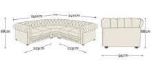 Abmessung 2x2 Ecksofa Chesterfield
