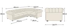 Abmessung 3x1 Ecksofa Chesterfield