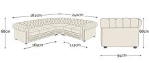 Abmessung 3x2 Ecksofa Chesterfield
